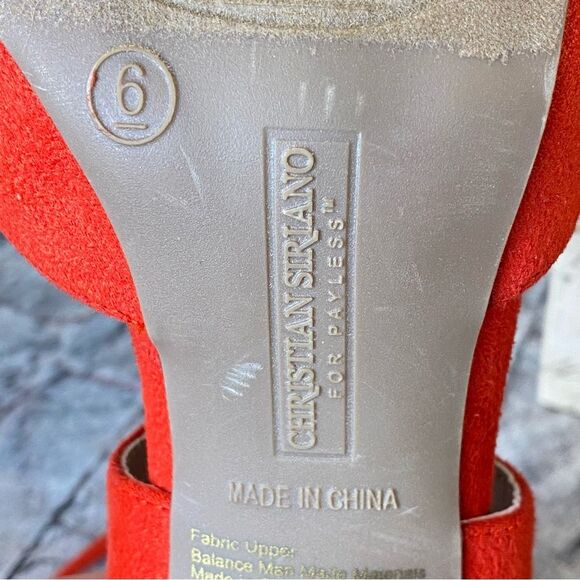 Christian Siriano for Payless Red Strappy Heels Pointed Toe Womens Size 6 - Picture 7 of 9